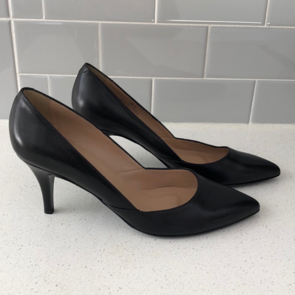 Women’s Jcrew Black Leather Heels Size 8 New